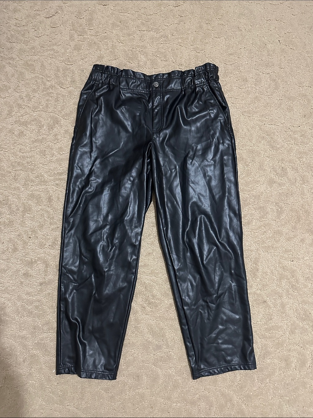 LOFT Black Faux Leather Jogger Pants